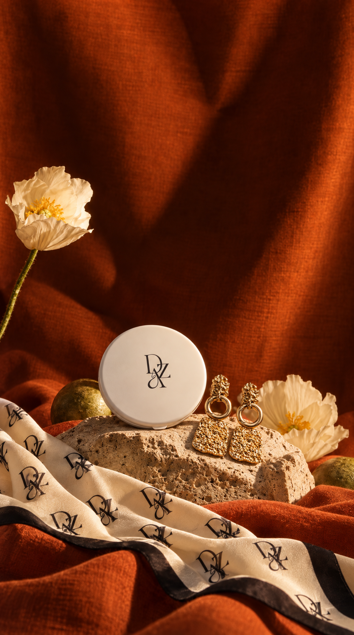 The Ultimate Accessory Gift Set with Pocket Mirror, Silk Scarf & Earrings